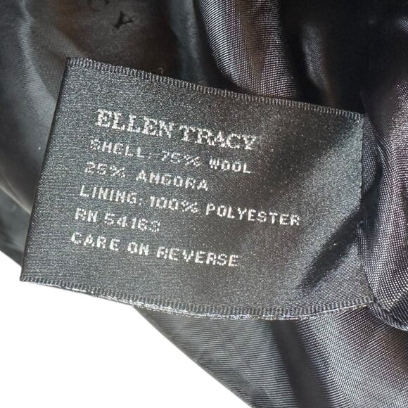 Ellen Tracy Black Wool Angora Pea Coat Size 2P 2 Petite - Picture 4 of 5